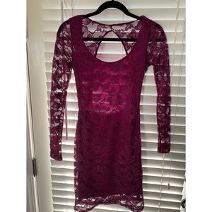 Burgundy Shimmer Lace Dress